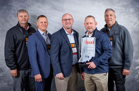 Irving Materials, Inc. accepts the IRMCA Project of the Year for the work on the Indiana University Health Center &amp; Indiana University Parking Garage. Well done, imi!