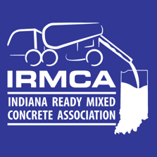 IRMCA - Indiana Ready Mixed Concrete Association - White Logo - Blue Background - Hoosier Concrete