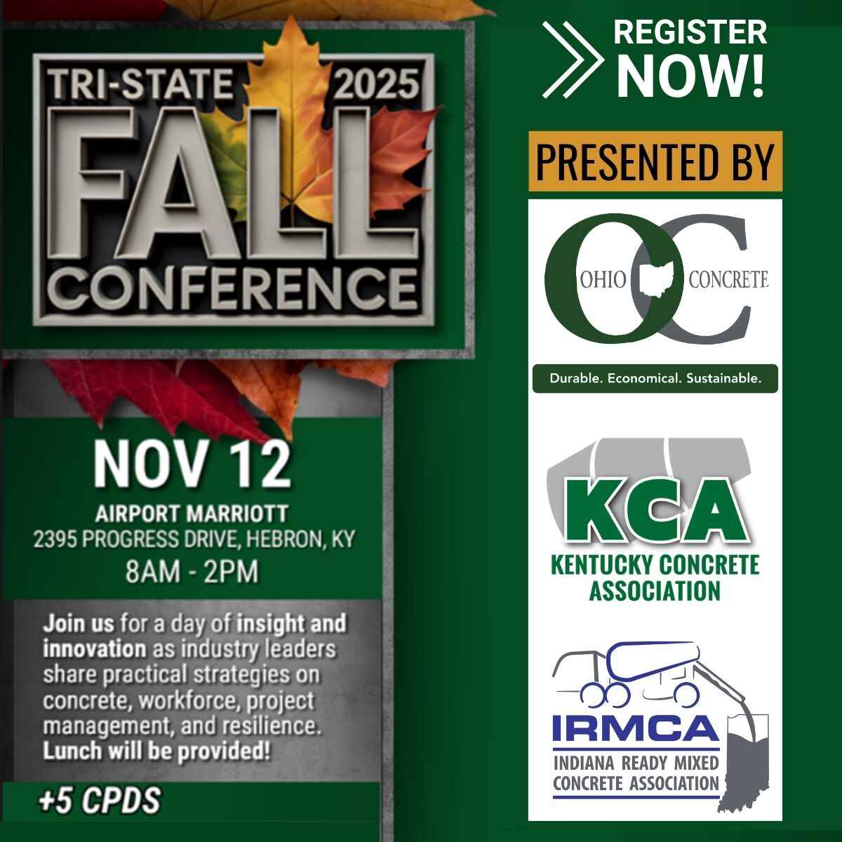 Join IRMCA, OC, and KCA for a day of insight and innovation as industry leaders share practical strategies on concrete and resilience.