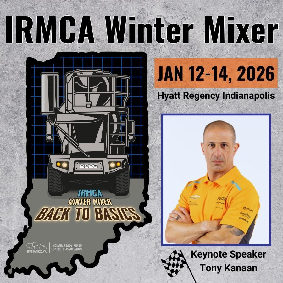 The Indiana Ready Mixed Concrete Association is proud to announce its inaugural IRMCA Winter Mixer, with Keynote Speaker, IndyCar Driver Tony Kanaan on January 12-14, 2026.