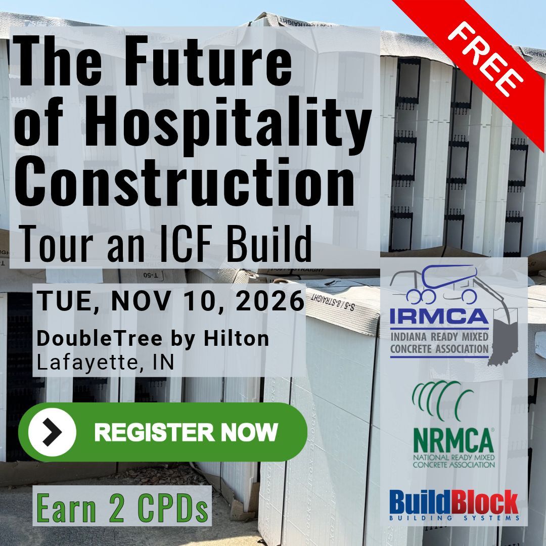 Join IRMCA with speakers from NRMCA and BuildBlock for an ICF Tour and discussion on 'The Future of Hospitality Construction' on November 10, 2026.