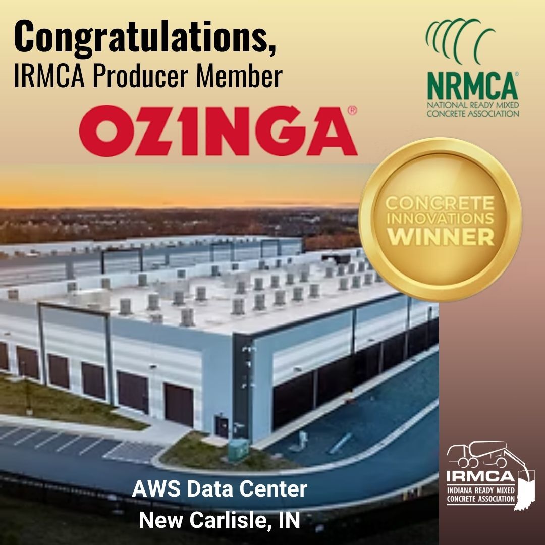 Ozinga built the AWS Data Center in New Carlisle, Indiana; earning them the NRMCA 2025 Concrete Innovations Award.
